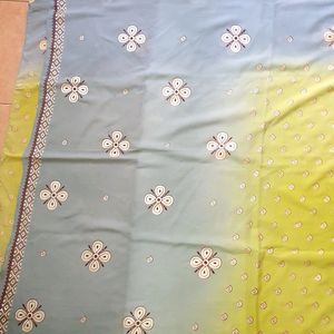 Dual Color Mika Printed Saree For Sale