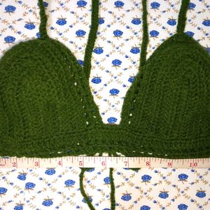 Crochet Bra Top_ Olive Green