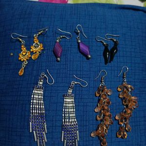 Combo Earrings Of 5 Sets, Different Colours