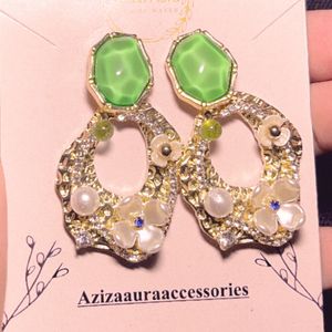 Vintage Green Korean Earrings