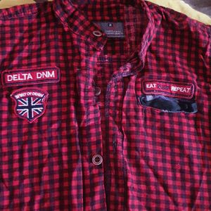 Boys Red Colour Checks Shirt