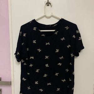 black butterfly printed tshirt