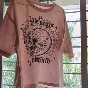 Light Pink Casual Oversized T-shirt For women