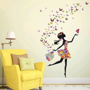 Girl With Butterfly Large Vinyl Wallstikker