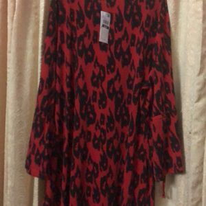 Imported Top/Tunic Red Leopard Prints