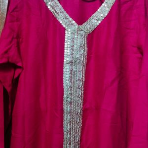 beautiful party wear hot red kurti plazo Dupatta