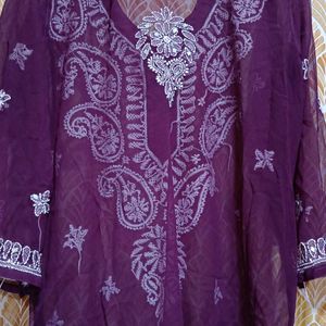 Ethnic Chikankari Purple Kurta