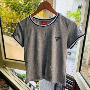 Guess grey crop tshirt