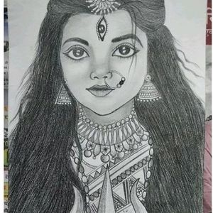 Pencil Shading Ma Durga Drawing