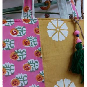 Pink And Mustard Tote Bag