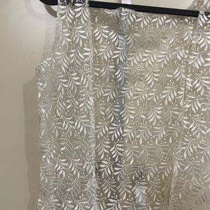 Vintage 90s Leaf Print Mesh Dress