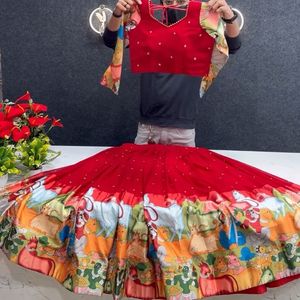 Red Satin lehenga