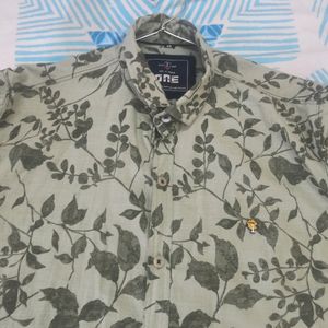 One Brand Olice Color Floral Print Shirt