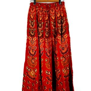 Red Printed Palazzo Pant For Women's