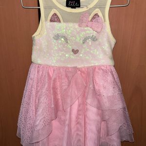 Cute Pink And Yellow Combination Party Frock