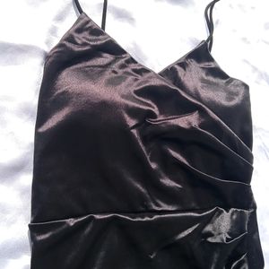 Cocktail Padded Satin Black Dress 🖤