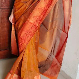 Beautiful Dual Shade embroidery function Saree