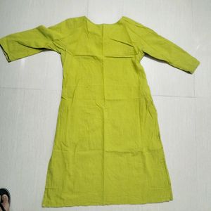 Lime Green Kurti With Mirror Works