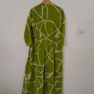 Lime Green Printed Kurta (Women's)