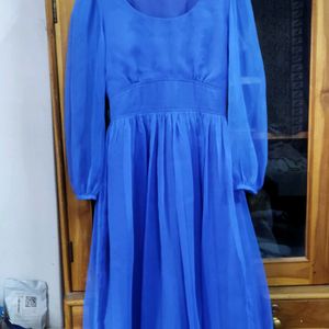 Stitched blue long dress