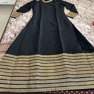 Designer Black And Gold Gown