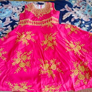 Umbrella Fancy Dress With Kundhan Work Pink Colour Never Used