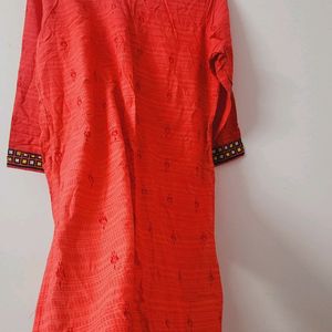 Red Cotton Suit Along With Duppata