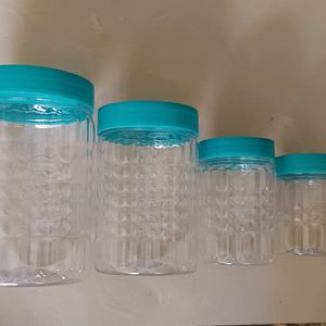 Pack Of Four Plastic Grocery Airtight Containers