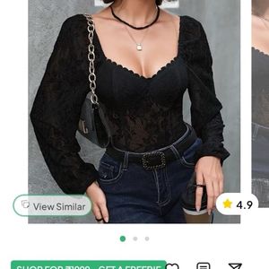 Black Sweetheart Neck Lace Bodysuit Newme