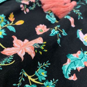 Floral Black Frock For 8-10 Year Old Girls