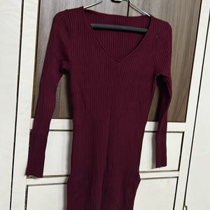 V-neck Burgundy Sweater