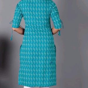 Full Sleeves Blue Colour Kurti ,Size - M