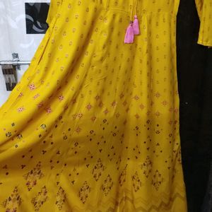 Mustard color A Line Kurti