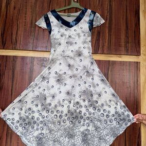 Navy blue & grey coloured Kurti.