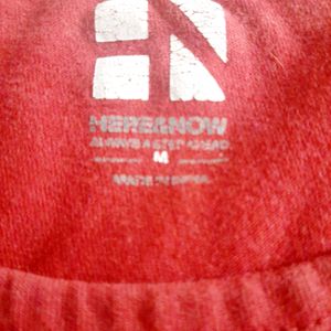 Here&Now RED CROP T-Shirt For Daily Wear