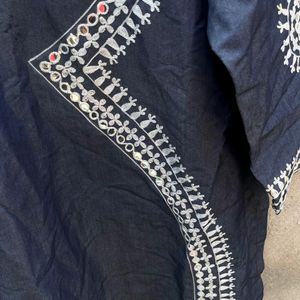 New Unused Heavy Embroidery Denim Kurta