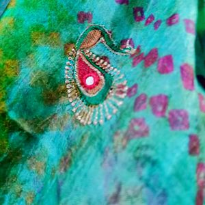 Women Classy Sea Green Colour Heavy Bhandani Saree