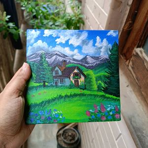 Mini Aesthetic Landscape Painting With Stand