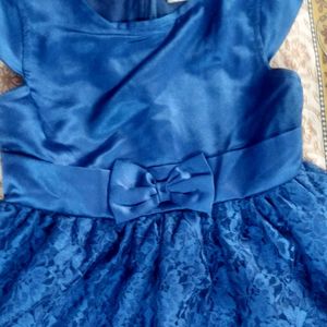 Royal Blue, Satin With Net, Girls Frock