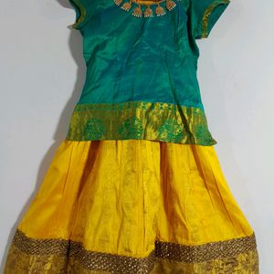 Green & Yellow Ethnic Skirt ( Girls Clothing)