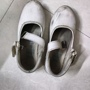 Girls White Coloured School Shoes