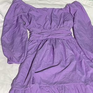 Purple Colour Dress Full Sleeve