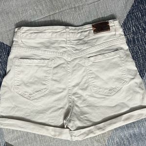 High Waisted White Denim Shorts