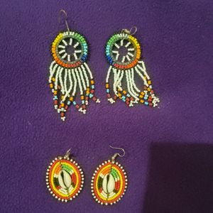 BEAD HANDMADE AFRICAN  2 Pair EARINGS