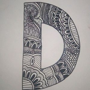 Mandala Art Of D Letter With Black SketchPen On A4