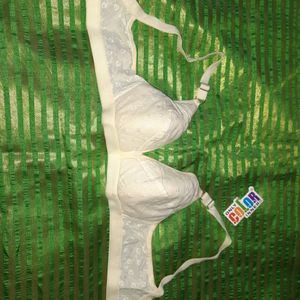 Paded Embroidered Bra With Cream Color