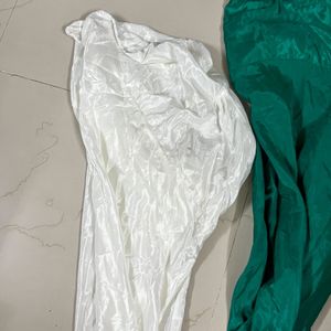 Neww 2 Combo Satin Silk Salwar Green And White