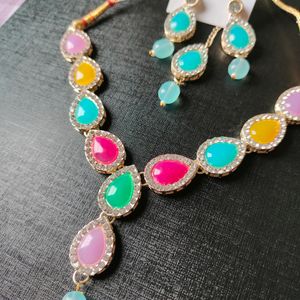 Multicolour Kundan Necklace Set