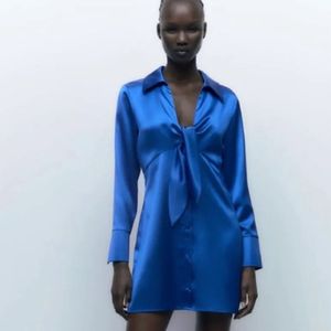 ZARA Blue Satin  Dress