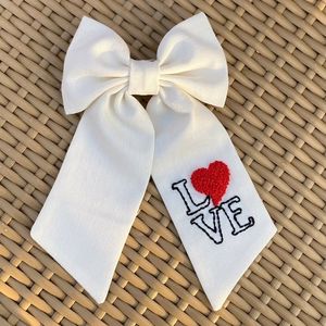 Love Hand Embroidered Hair Bow Clip